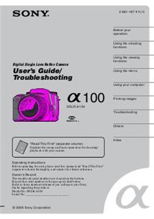 Sony A100 manual. Camera Instructions.